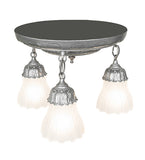 16"W Victorian Ruffle 3 Lt Semi-Flush Mount