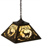 16"Sq Deer at Dawn Pendant