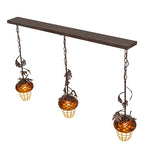 48"L Oak Leaf & Acorn 3 Lt Oblong Island Pendant