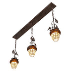 48"L Oak Leaf & Acorn 3 Lt Oblong Island Pendant