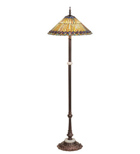 24"H Tiffany Jeweled Peacock Floor Lamp