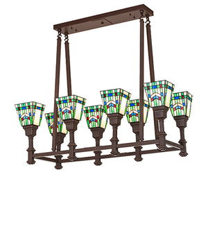 36"L Prairie Wheat 8 Lt Oblong Chandelier