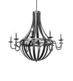 54"W Barrel Stave Metallo 10 Lt Chandelier