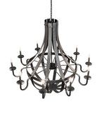 54"W Barrel Stave Metallo 10 Lt Chandelier