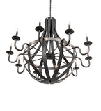 54"W Barrel Stave Metallo 10 Lt Chandelier