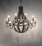 54"W Barrel Stave Metallo 10 Lt Chandelier