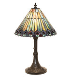 19"H Tiffany Jeweled Peacock Accent Lamp