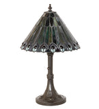 19"H Tiffany Jeweled Peacock Accent Lamp