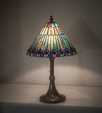 19"H Tiffany Jeweled Peacock Accent Lamp