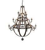 65"W Barrel Stave 16 Lt Three Tier Chandelier