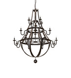65"W Barrel Stave 16 Lt Three Tier Chandelier