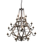 65"W Barrel Stave 16 Lt Three Tier Chandelier
