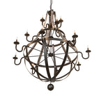 65"W Barrel Stave 16 Lt Three Tier Chandelier