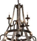 65"W Barrel Stave 16 Lt Three Tier Chandelier
