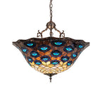 28"W Tiffany Peacock Inverted Pendant