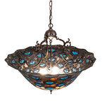 28"W Tiffany Peacock Inverted Pendant