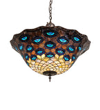 28"W Tiffany Peacock Inverted Pendant