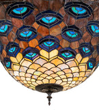 28"W Tiffany Peacock Inverted Pendant