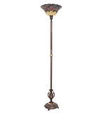 70"H Tiffany Peacock Feather Torchiere