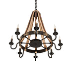27"W Barrel Stave Madera 8 Lt Chandelier