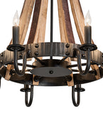 27"W Barrel Stave Madera 8 Lt Chandelier