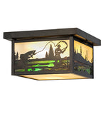 12"Sq Hyde Park Fly Fisherman Outdoor Flush Mount