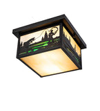 12"Sq Hyde Park Fly Fisherman Outdoor Flush Mount