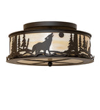 18"W Wolf on the Loose Flush Mount