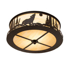 18"W Wolf on the Loose Flush Mount