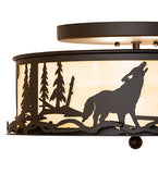 18"W Wolf on the Loose Flush Mount