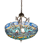 22"W Tiffany Hanging Head Dragonfly Inverted Pendant