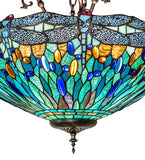22"W Tiffany Hanging Head Dragonfly Inverted Pendant
