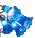 24"W Blue Tiffany Pond Lily 12 Lt Chandelier