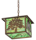 12"Sq Oak Tree Lantern Outdoor Pendant