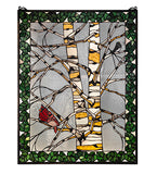 28"W X 36"H Birch Tree in Winter W/Birds Window