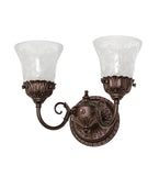 13"W Wreath & Garland 2 Lt Wall Sconce