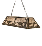 60"L Buffalo At Lake Island/Billiard Oblong Pendant