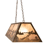 60"L Buffalo At Lake Island/Billiard Oblong Pendant