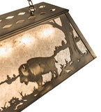60"L Buffalo At Lake Island/Billiard Oblong Pendant