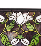 25"W X 11"H Magnolia Floral Stained Glass Transom Window