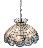 20"W Roseborder Stained Glass Pendant