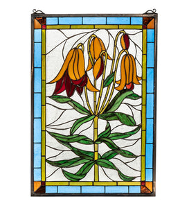 16"W X 24"H Floral Trumpet Lily Stained Glass Window