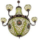 60"W Grand Tulip Medallion 6 Arm Tiffany Floral Chandelier