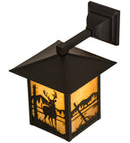 9"Sq Seneca Deer at Lake Solid Mount Outdoor Wall Sconce