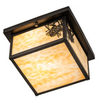 12"Sq Hyde Park Winter Pine Outdoor Flush Mount