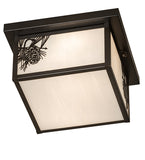17"W Hyde Park Winter Pine Outdoor Flush Mount