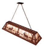61"L Elk At Lake Rustic Island/Billiard Oblong Pendant