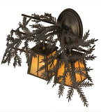 17"W Pine Branch Valley View 2 Lt Rustic Lodge Wall Sconce