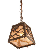 6"Sq Spruce Pine Rustic Lodge Mini Pendant