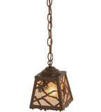 6"Sq Spruce Pine Rustic Lodge Mini Pendant